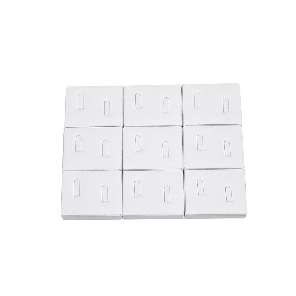인조가죽 1/9 사각 커플 반지 진열대 화이트 6x4.5x2.5cm 9개