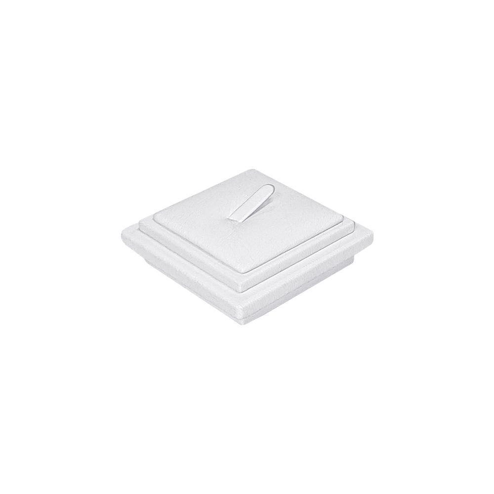 인조가죽 사각3단 1구 반지 화이트 6x6x2cm