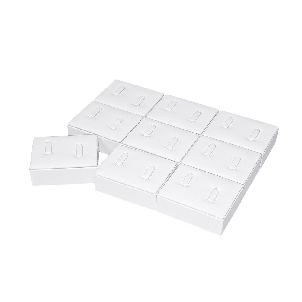 인조가죽 1/9 사각 커플 반지 진열대 화이트 6x4.5x2.5cm 9개