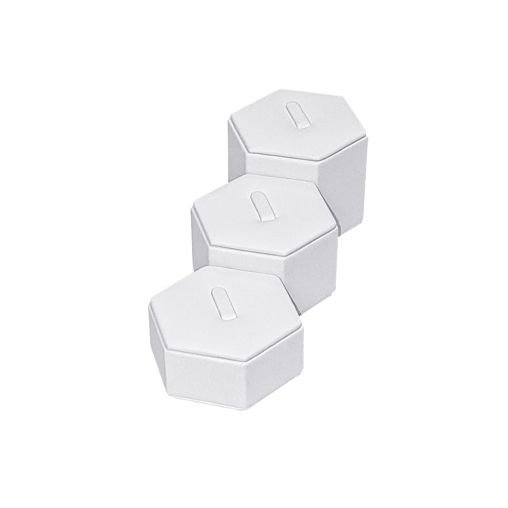 인조가죽 육각 3종 반지 진열대 화이트 15.5x6x4.5cm