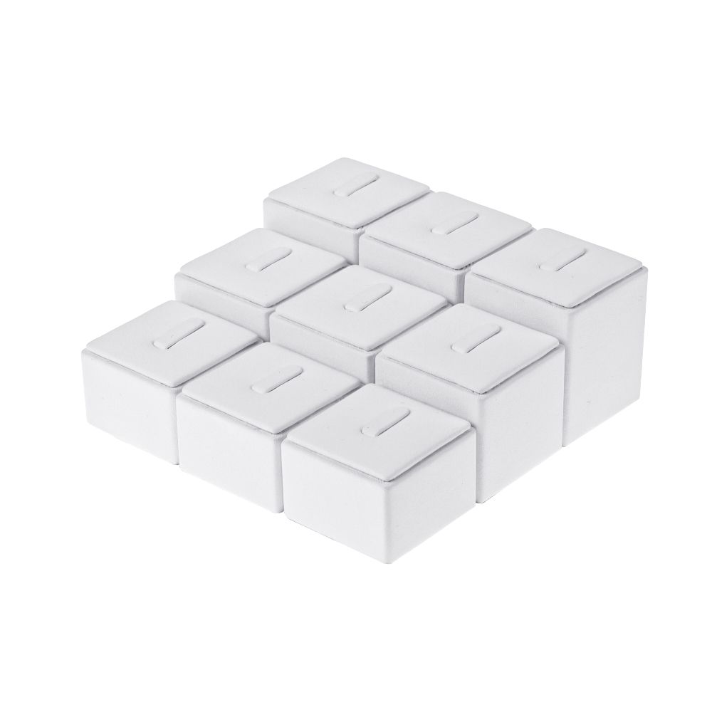 인조가죽 계단식 1/9 사각 반지 진열대 화이트 12x12x5cm