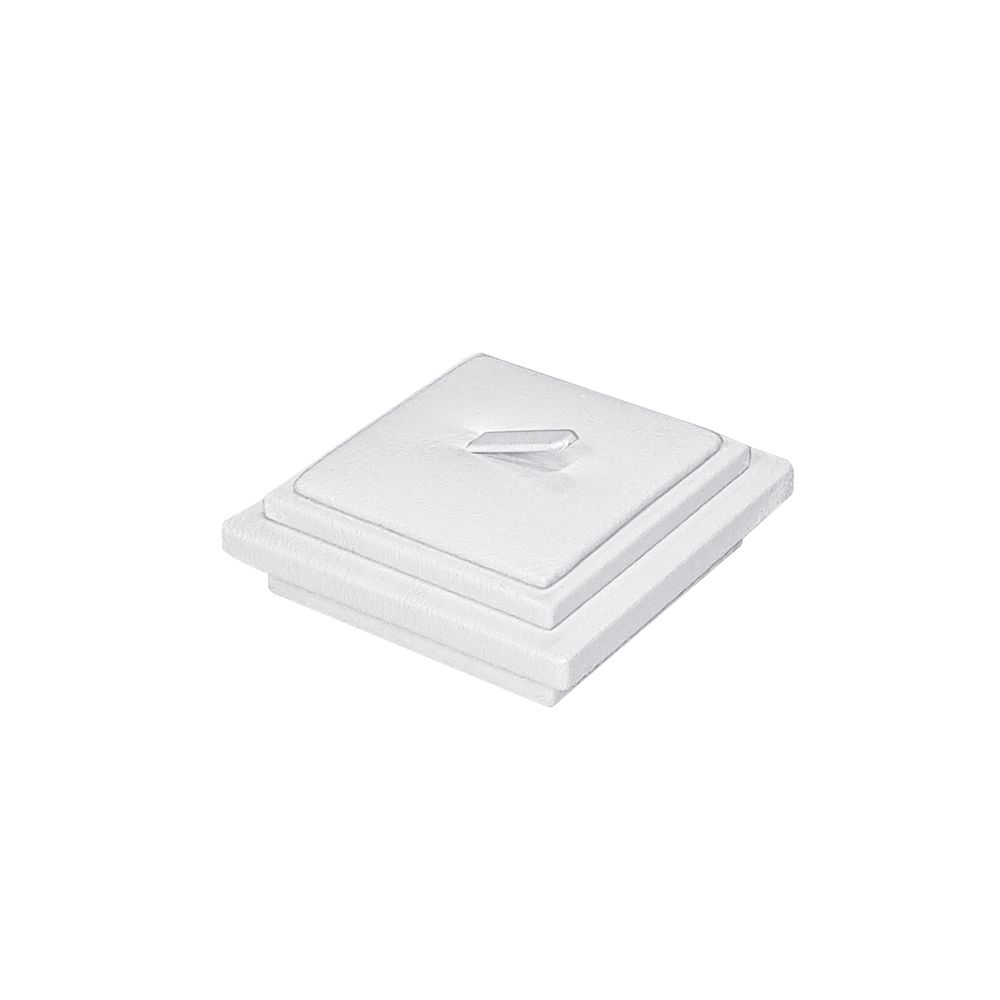 인조가죽 사각3단 1구 반지 화이트 6x6x2cm