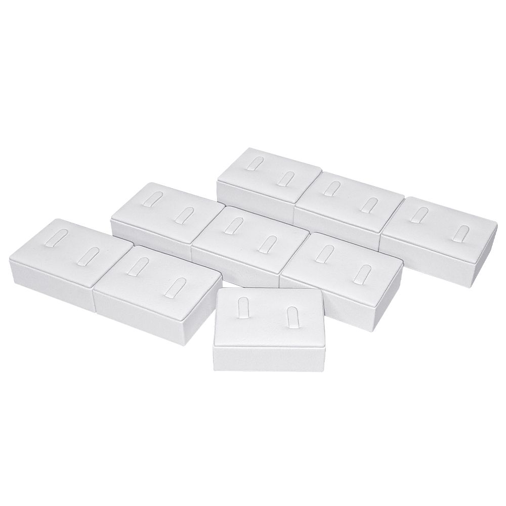 인조가죽 1/9 사각 커플 반지 진열대 화이트 6x4.5x2.5cm 9개