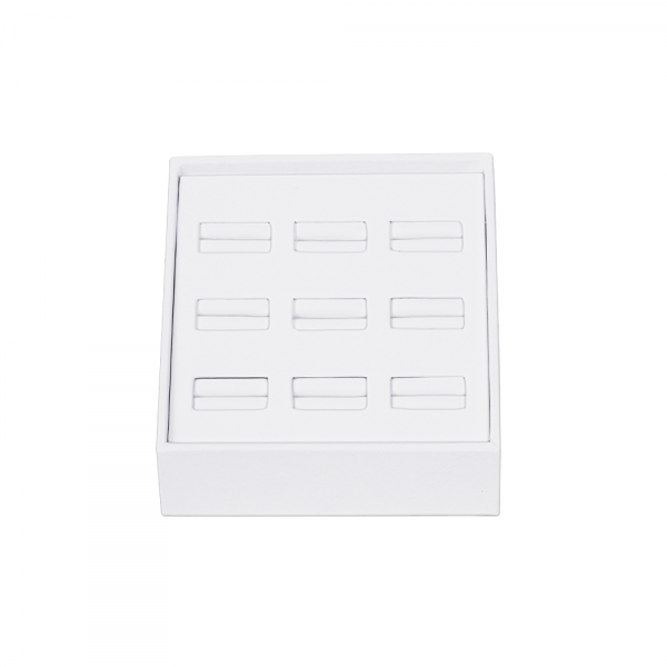 인조가죽 경사 스탠드 9구 반지 진열대 거치대 화이트 14x10x12cm