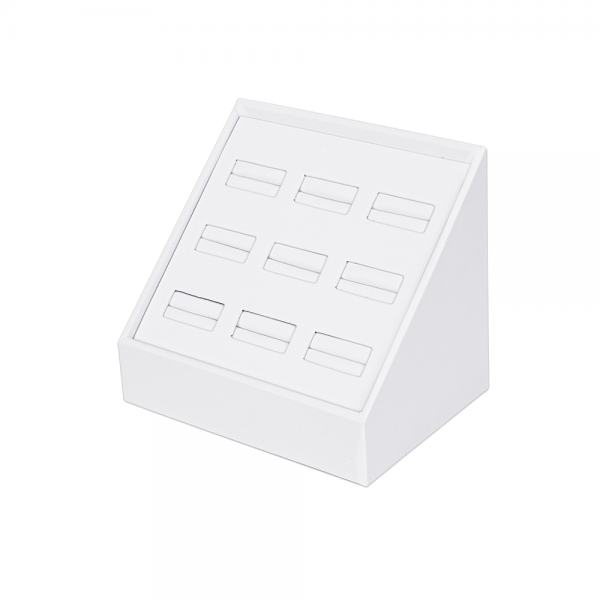 인조가죽 경사 스탠드 9구 반지 진열대 거치대 화이트 14x10x12cm