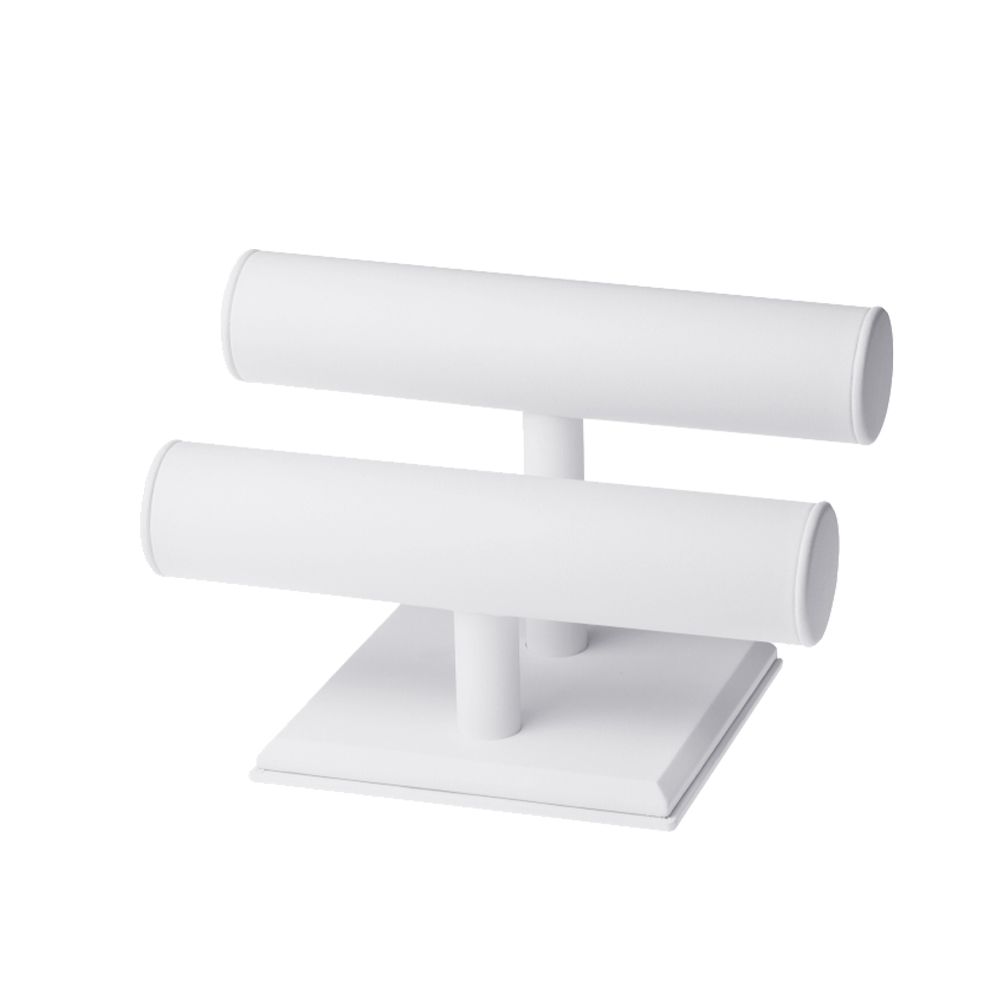 인조가죽 T자 2단 팔찌 진열대 화이트 24x15x16cm