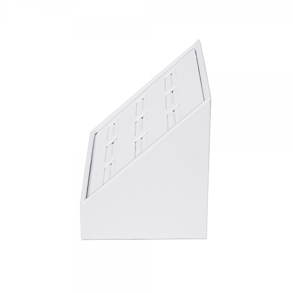 인조가죽 경사 스탠드 9구 반지 진열대 거치대 화이트 14x10x12cm