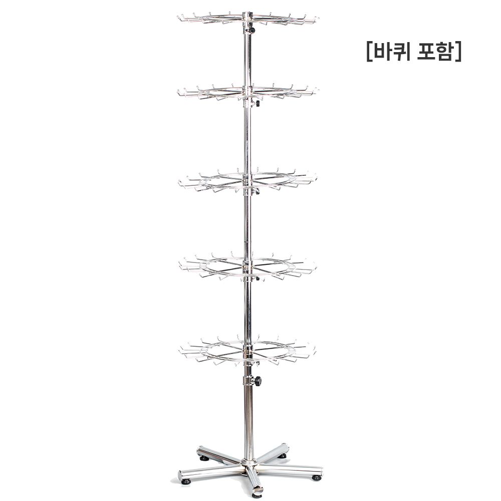 20핀 5단 바퀴 5개 다용도 진열대 실버 50x150~175cm