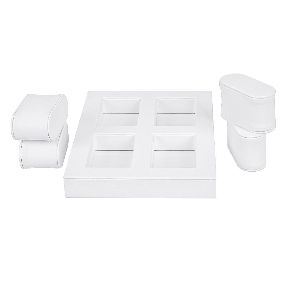인조가죽 4칸 홀더 팔찌 시계 진열대 거치대 화이트 15x20x4cm