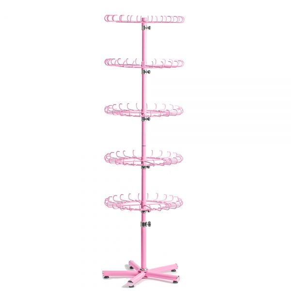 U자형고리 24핀 5단 다용도 회전 진열대 핑크 50x150~175cm