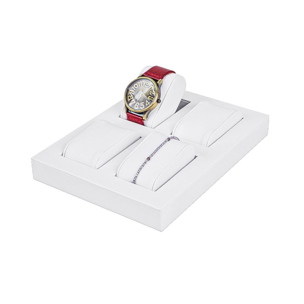 인조가죽 4칸 홀더 팔찌 시계 진열대 거치대 화이트 15x20x4cm