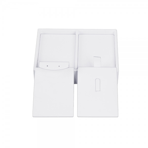인조가죽 2칸 분리형 목걸이 귀걸이 반지 세트 진열대 거치대 화이트 12x8x6cm