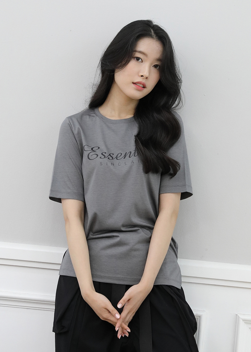 SINCLAIR 싱클레어 에센셜로고 프리미엄 코튼실크 티셔츠 그레이