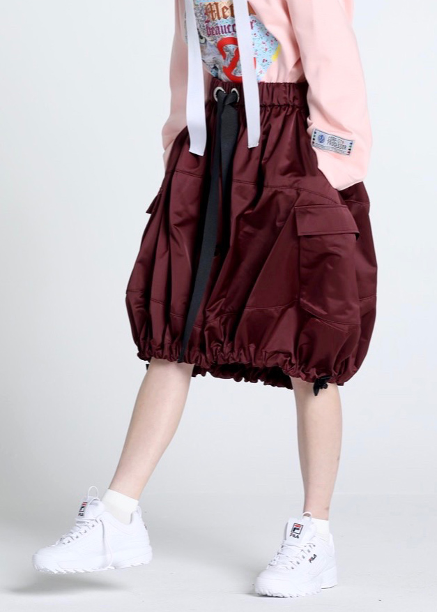 SINCLAIR MERCI PUMPKIN 시그니쳐 사이드포켓 볼륨 스커트 WINE WOMEN
