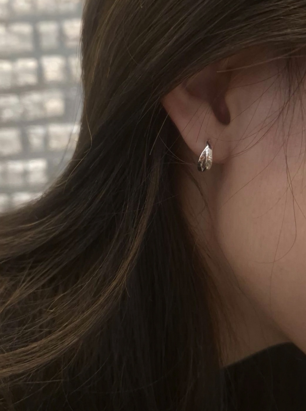 Two line one-touch earring 01 • silver925