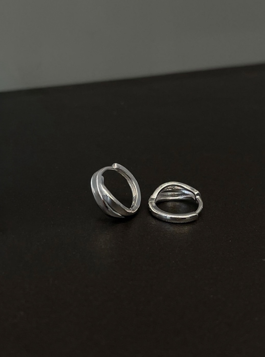 Two line one-touch earring 01 • silver925