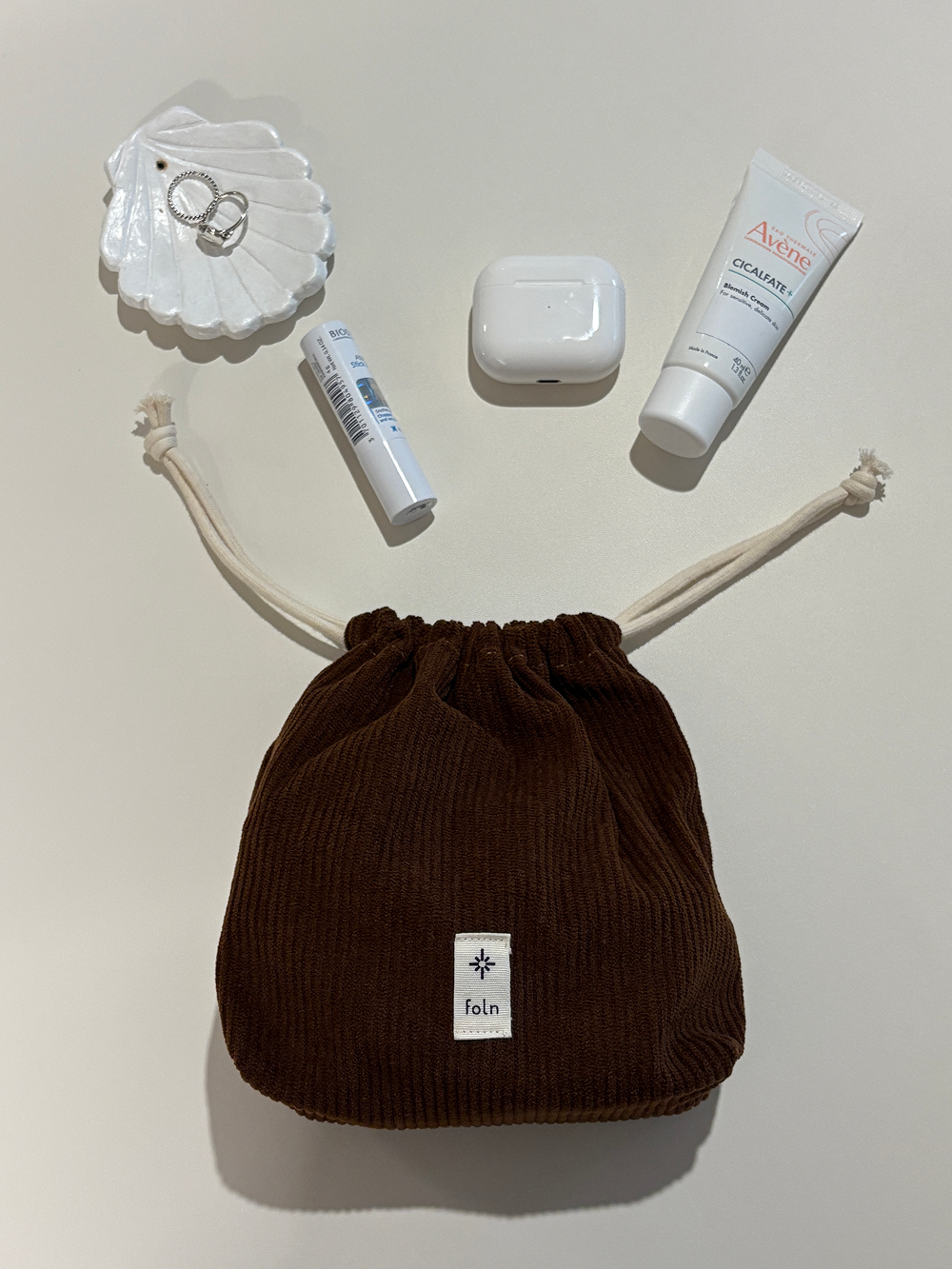 still cord pouch / cocoa