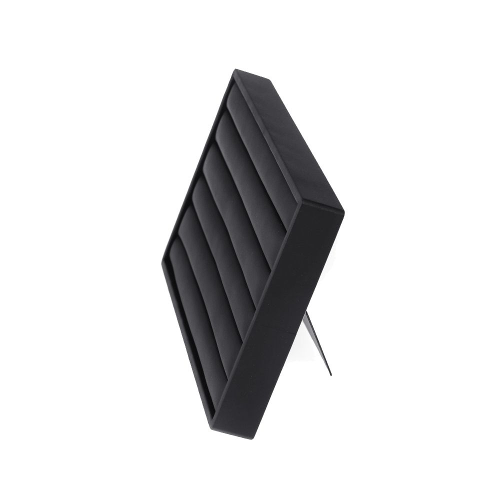 인조가죽 5줄 경사 반지 진열대 블랙 25x9x15cm