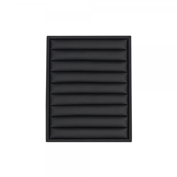 인조가죽 8줄 경사스탠드 반지 진열대 블랙 16x11x19cm