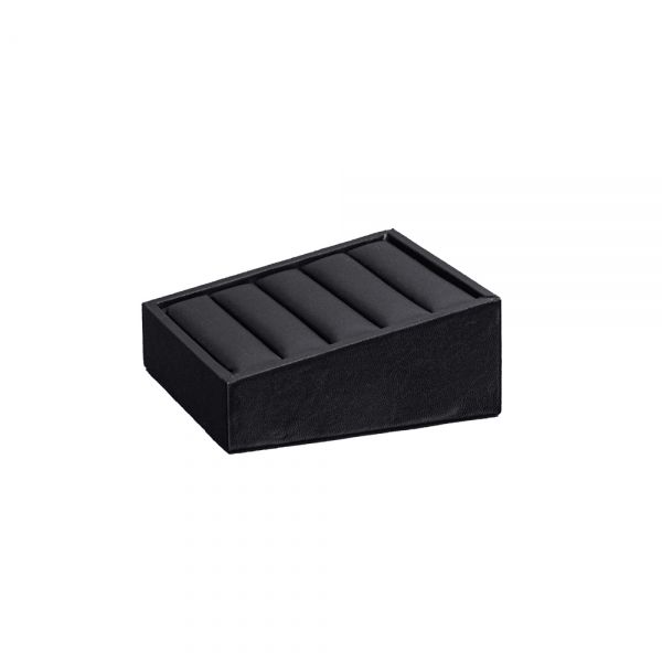 인조가죽 사각 경사 4줄 반지 진열대 블랙 12x12x5cm