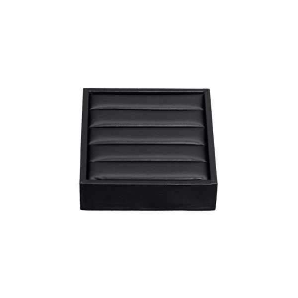인조가죽 사각 경사 4줄 반지 진열대 블랙 12x12x5cm