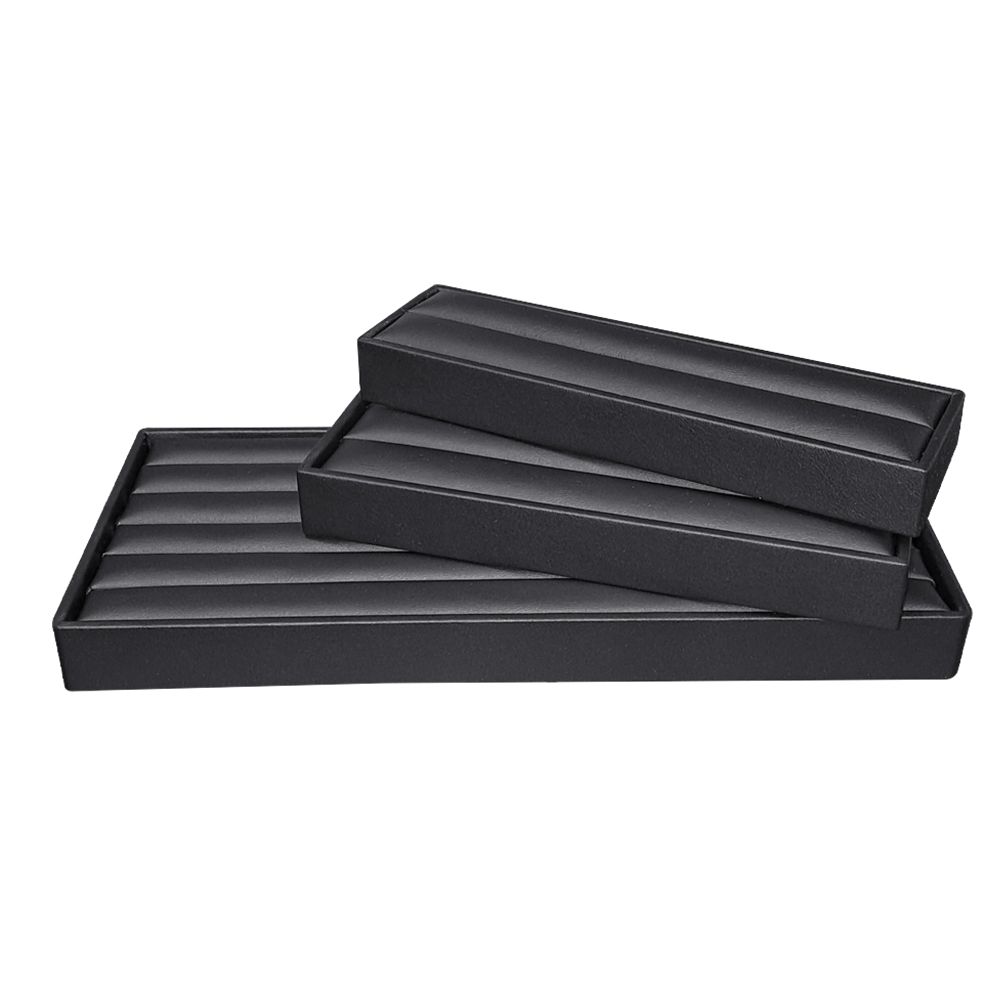 인조가죽 1줄 반지 진열대 블랙 20x5.5x2.5cm