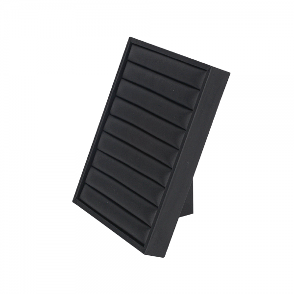 인조가죽 8줄 경사스탠드 반지 진열대 블랙 16x11x19cm