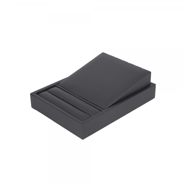 인조가죽 분리형 목걸이 반지 세트 진열대 거치대 블랙 12x16x5cm