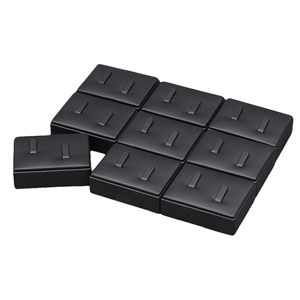인조가죽 1/9 사각 커플 반지 진열대 블랙 6x4.5x2.5cm 9개