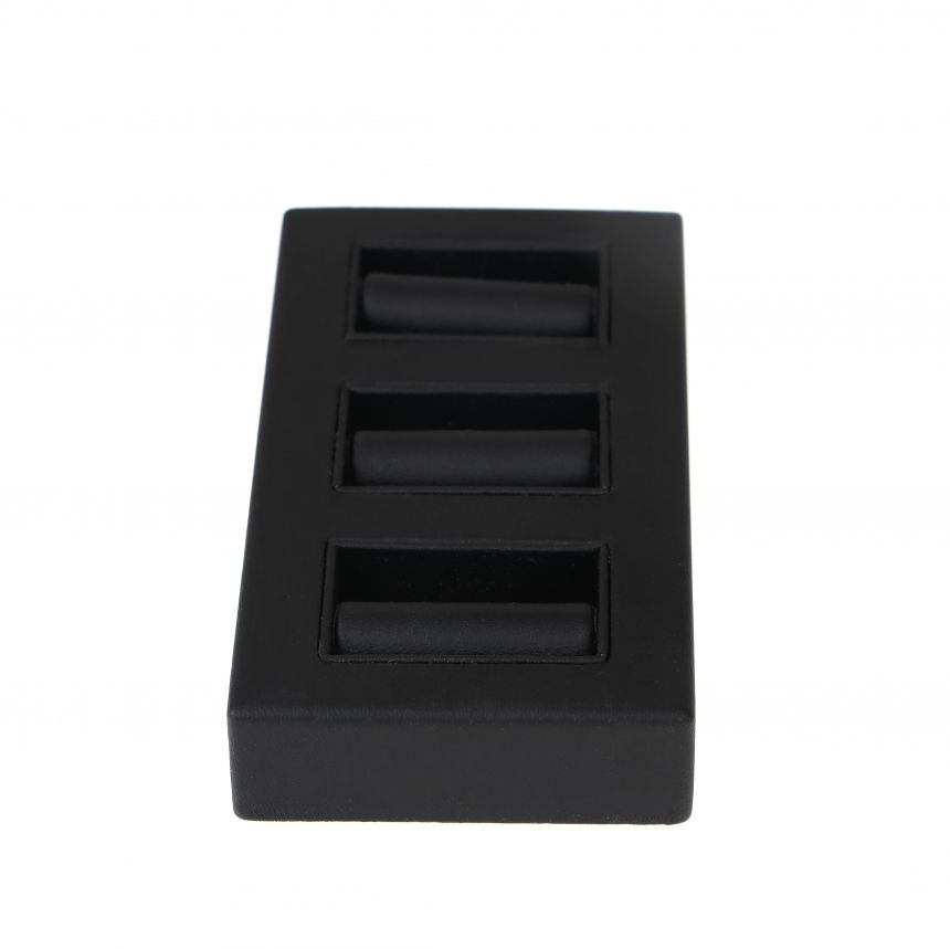 인조가죽 포인트 3구 반지 진열대 블랙 7x13.5x2cm