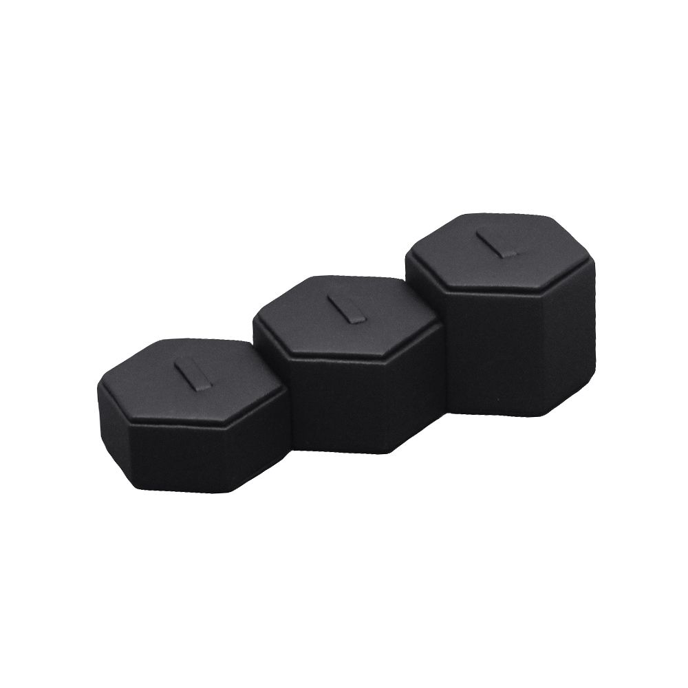 인조가죽 육각 3종 반지 진열대 블랙 15.5x6x4.5cm