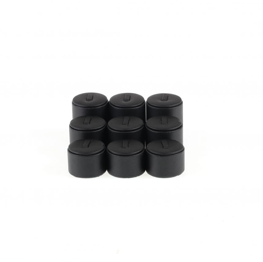 인조가죽 계단식 1/9 원형 반지 진열대 블랙 12x12x5cm