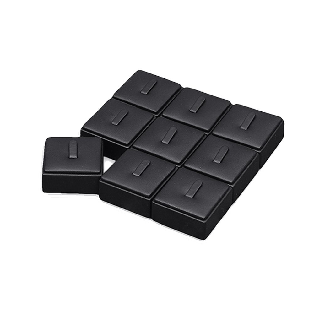 인조가죽 1/9 사각 반지 진열대 블랙 4x4x2.5cm 9개