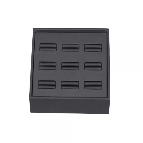 인조가죽 경사 스탠드 9구 반지 진열대 거치대 블랙 14x10x12cm