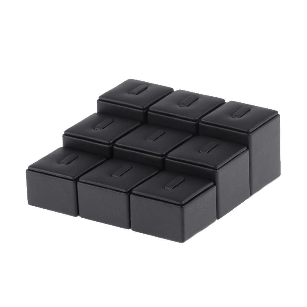 인조가죽 계단식 1/9 사각 반지 진열대 블랙 12x12x5cm