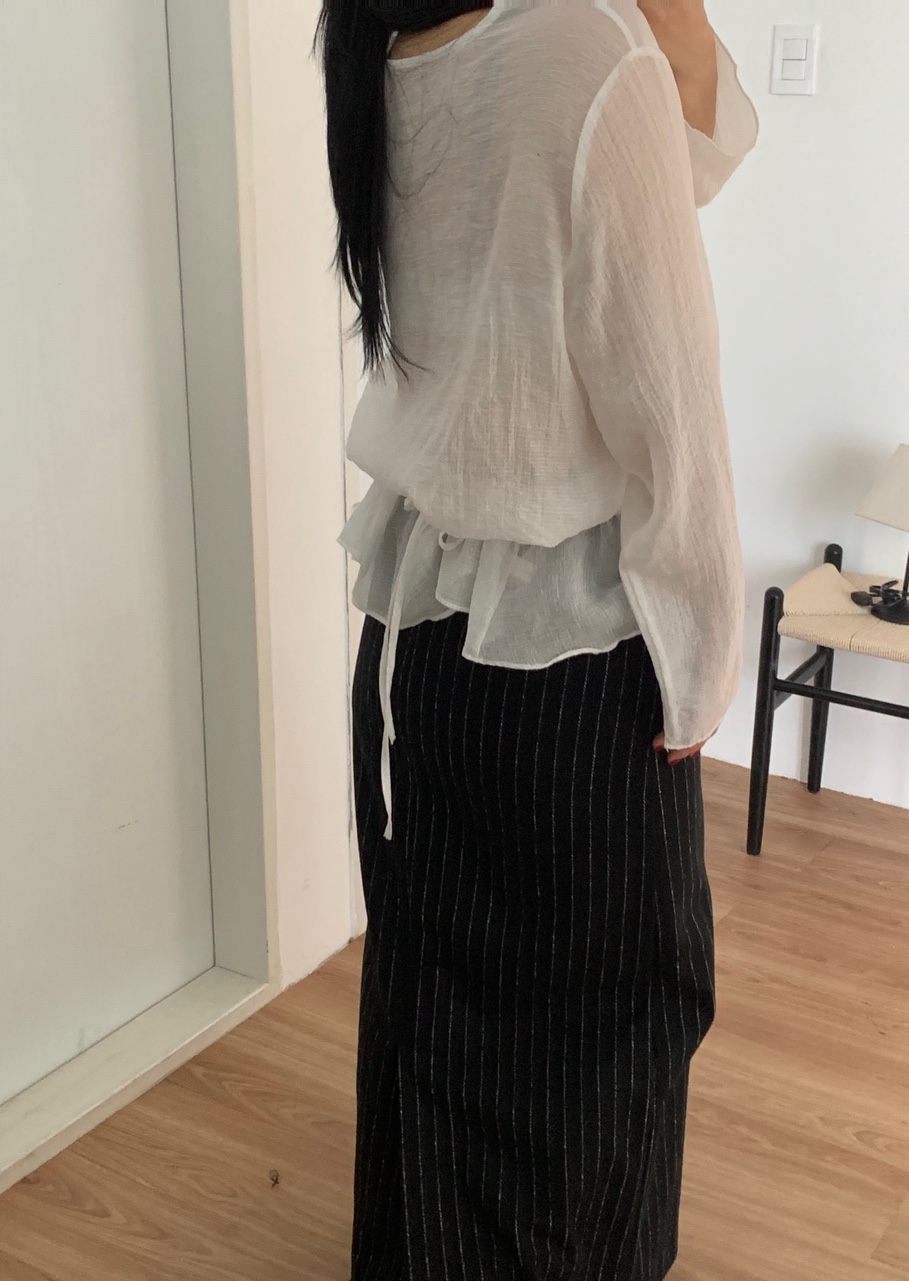 니어 시스루 레이어드 프릴 블라우스 254