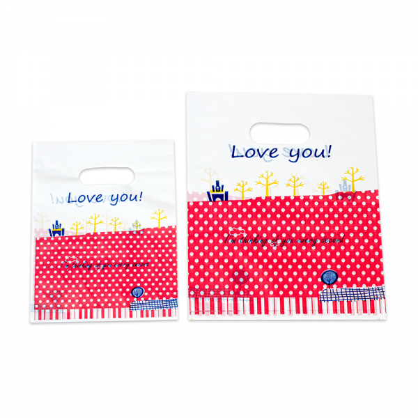Love you 평판비닐 봉투 핑크 소 15x20cm 100장