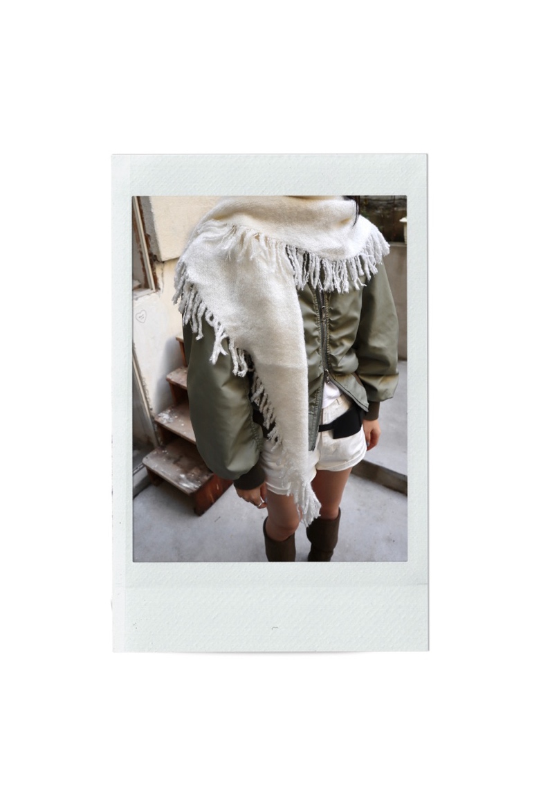 Fringe triangle shawl muffler