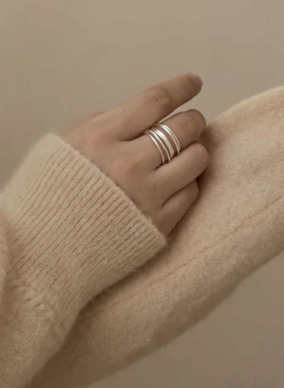 Thin layered line ring • silver925