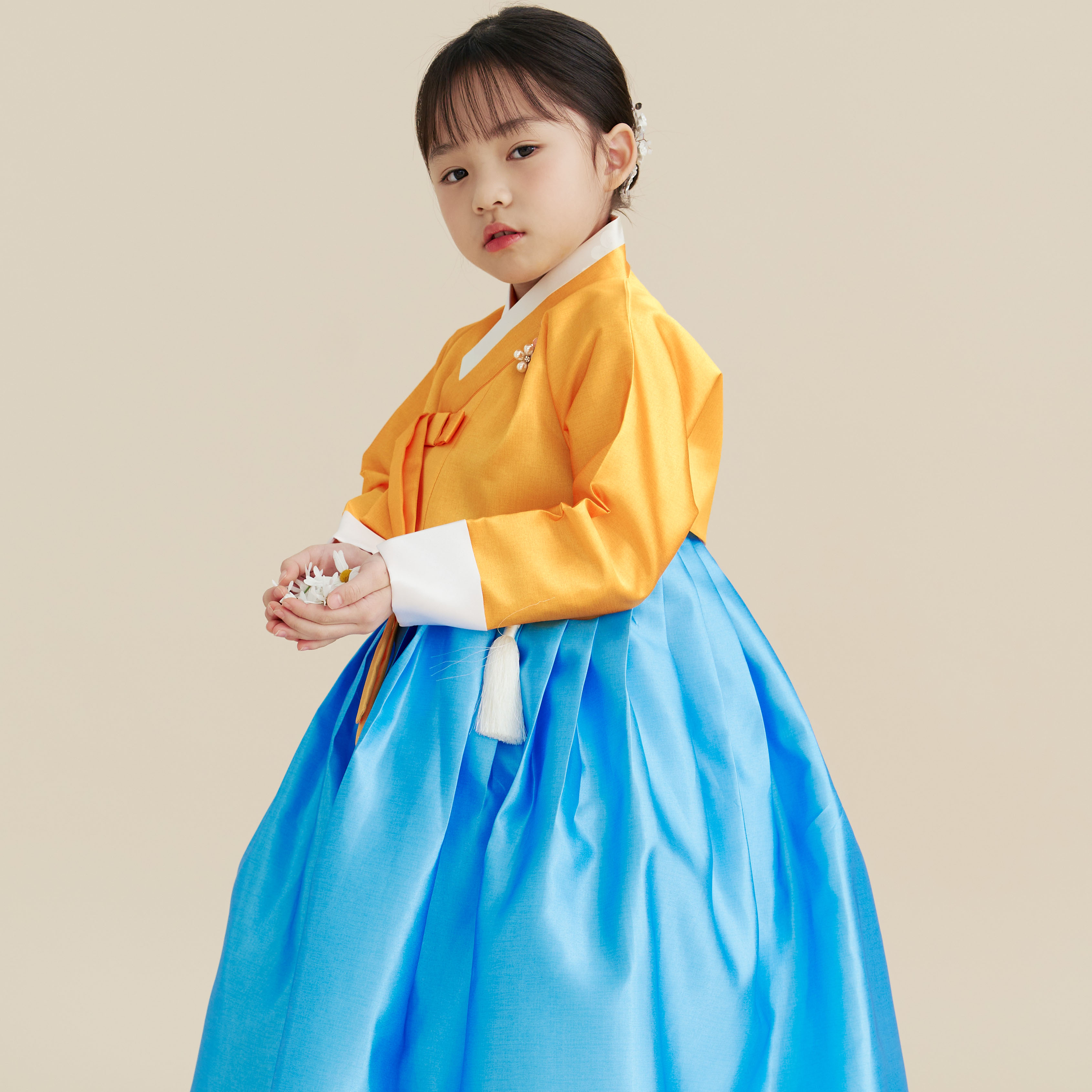 리모 여아 한복 Track-SY20 고급 양단 노랑저고리 하늘색치마 돌 아기 유아 아동