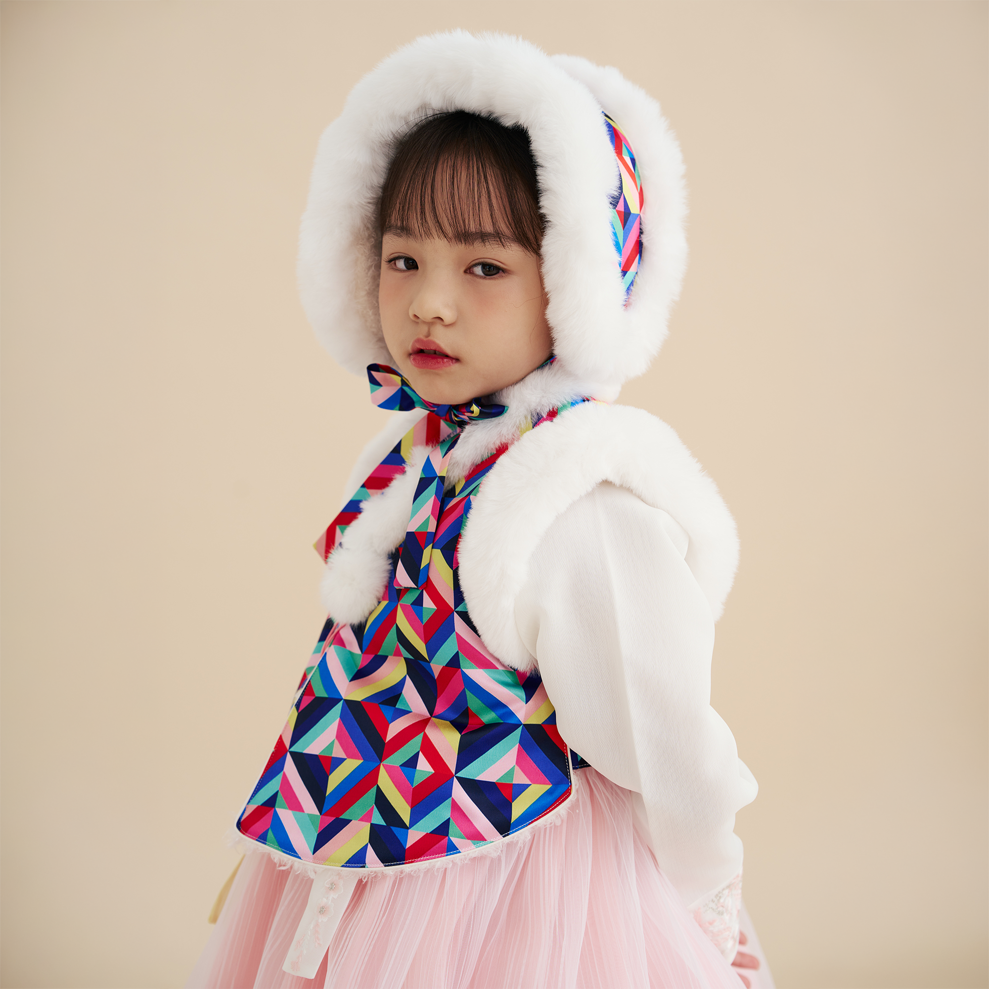 리모 여아 한복 앨리스 털배자 귀도리 겨울 조끼 돌 여자 아기 유아 어린이 아동