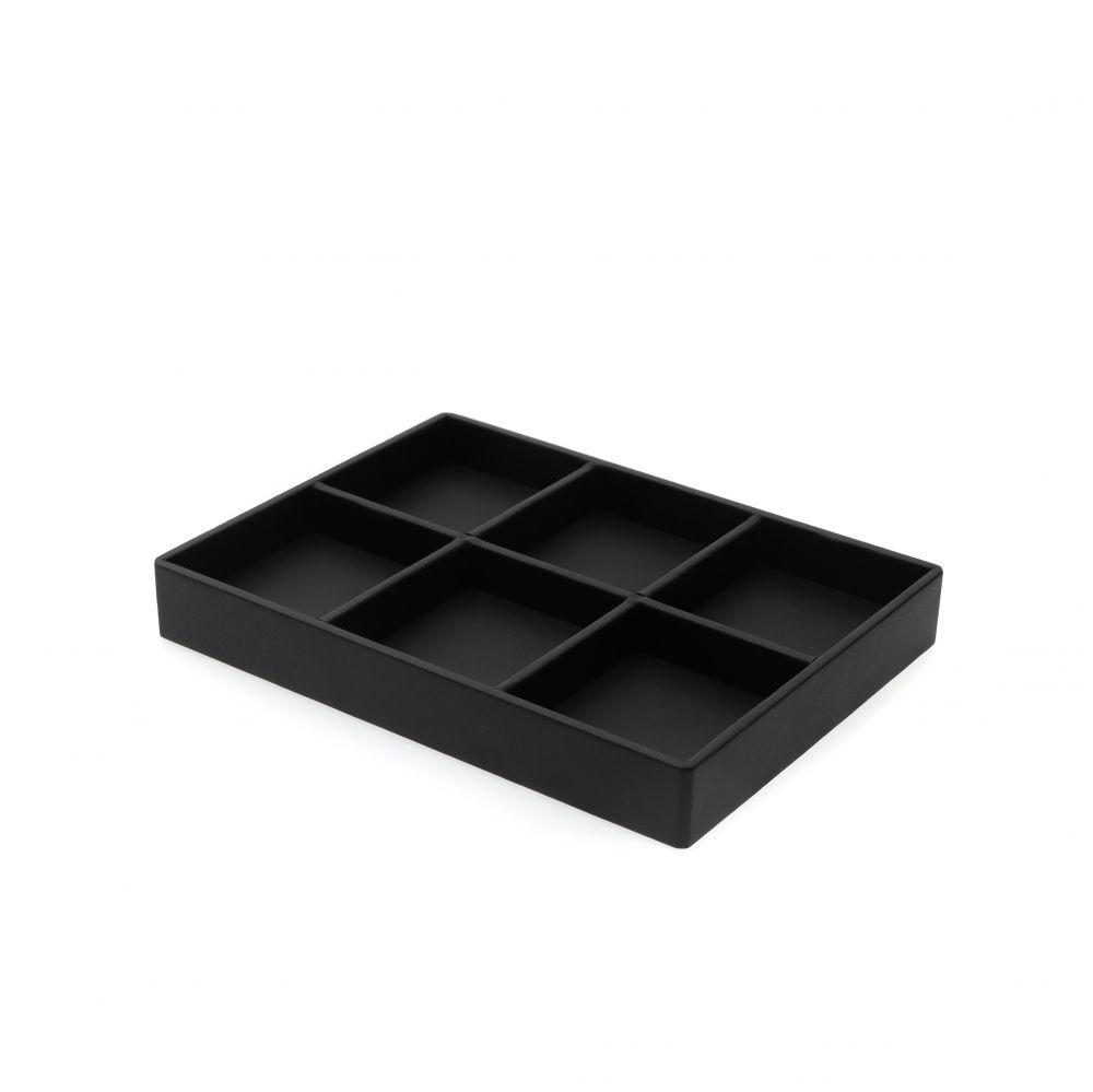 인조가죽 나눔 6칸 다용도 진열대 블랙 20x15x2.5cm