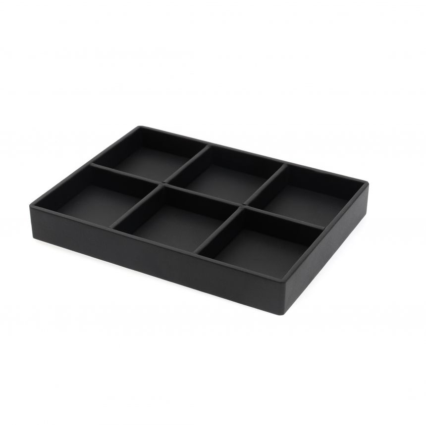 인조가죽 나눔 6칸 다용도 진열대 블랙 20x15x2.5cm
