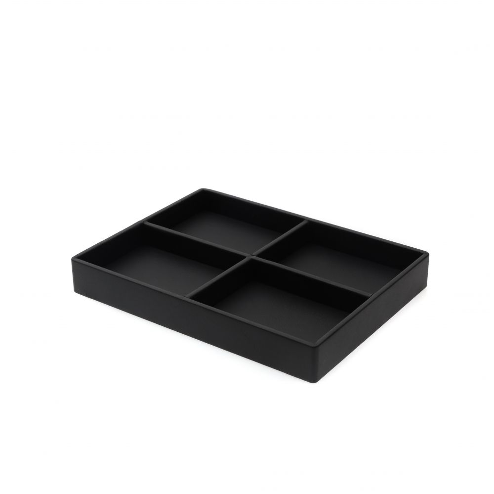인조가죽 나눔 4칸 다용도 진열대 블랙 20x15x2.5cm