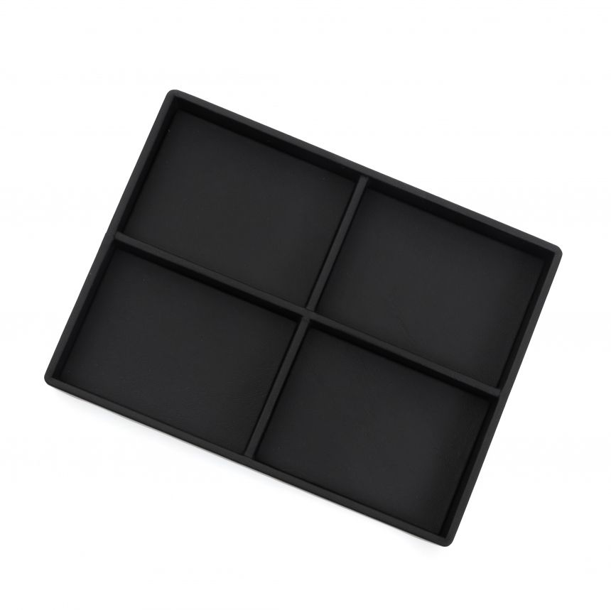 인조가죽 나눔 4칸 다용도 진열대 블랙 20x15x2.5cm