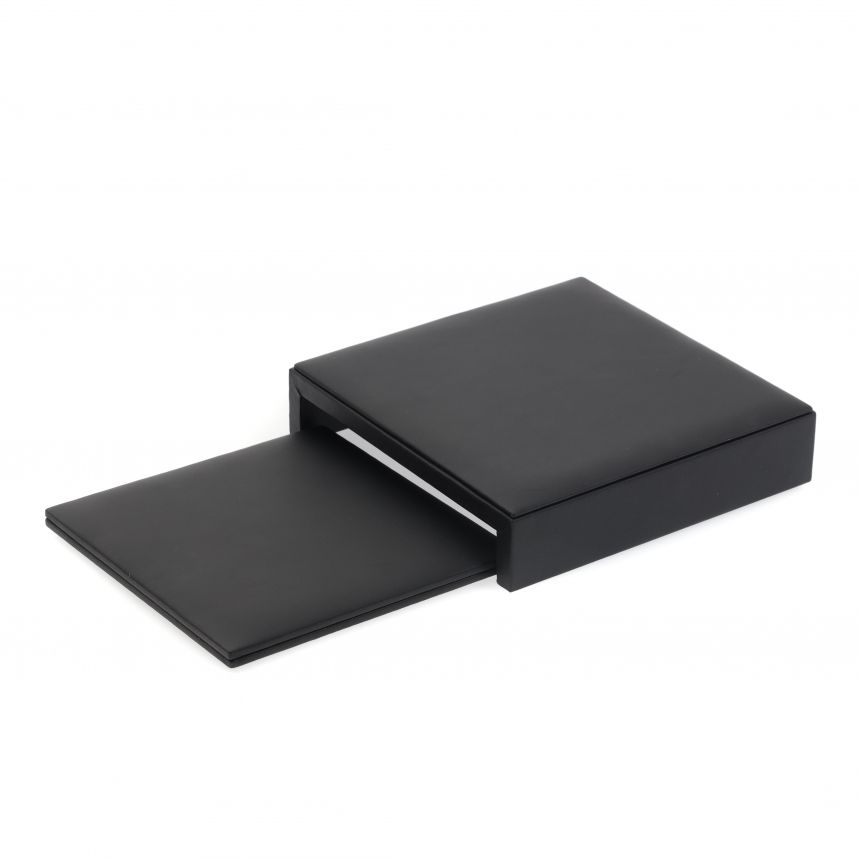 인조가죽 ㄷ자 조절 2단 다용도 진열대 블랙 17x17cm