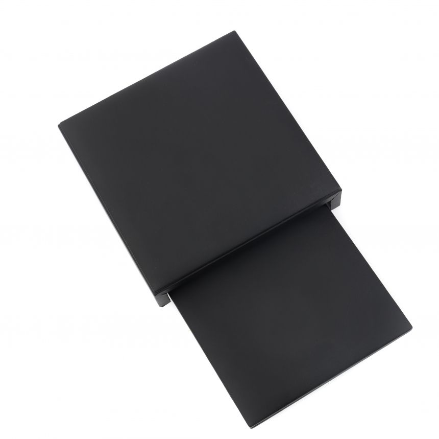 인조가죽 ㄷ자 조절 2단 다용도 진열대 블랙 17x17cm