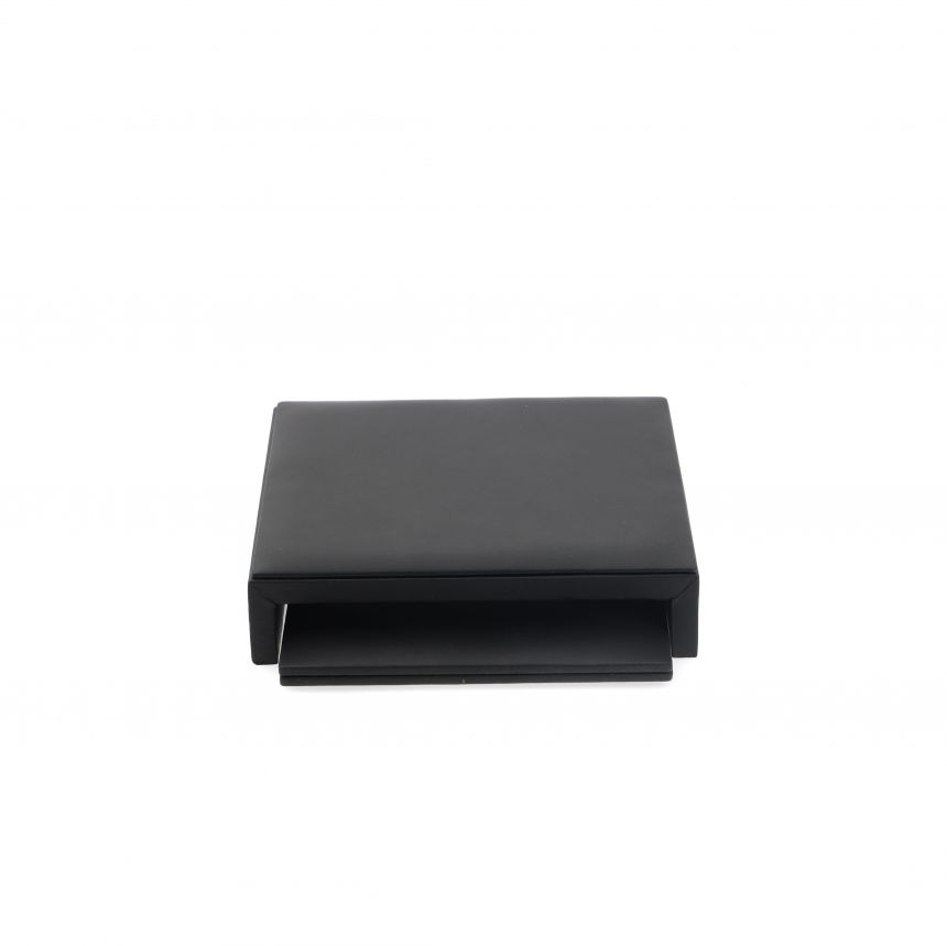 인조가죽 ㄷ자 조절 2단 다용도 진열대 블랙 17x17cm