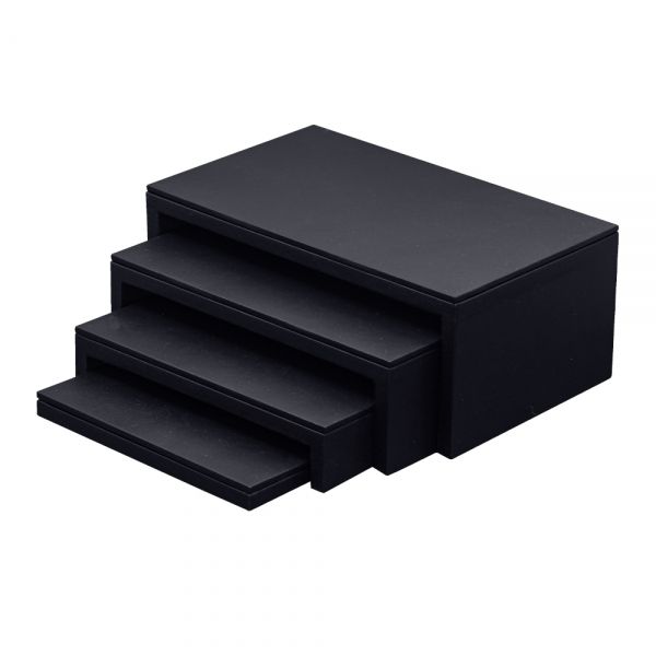 인조가죽 점보 4단 ㄷ자 다용도 진열대 블랙 25x15x10cm