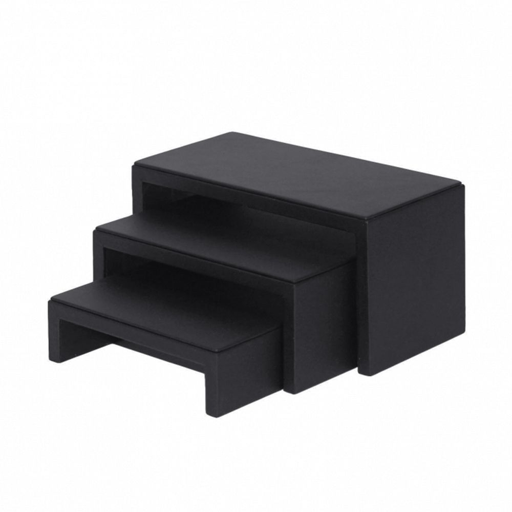 인조가죽 ㄷ자 조절 3단 다용도 진열대 블랙 20x10x10cm
